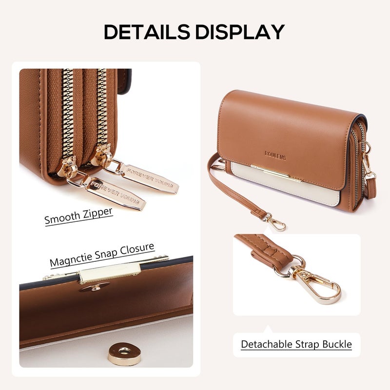 Roulens Small Crossbody Bag for Women,Cell Phone Purse Women's Shoulder Handbags Wallet Purse with Credit Card Slots - Image 5